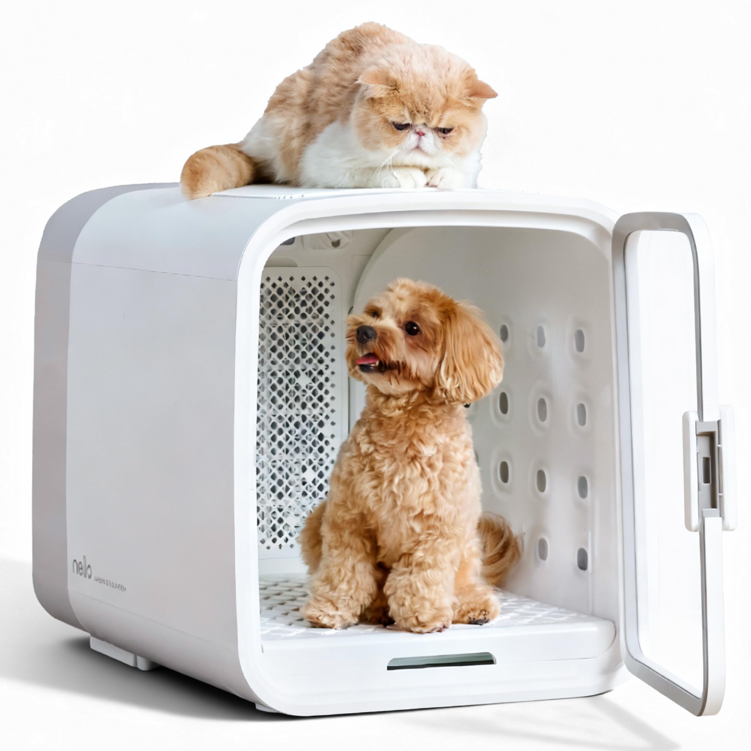 nelloペットドライヤー ホワイト 新モデル Amazon | nello ペットドライルーム＋Deo 日本製モーター2基搭載 獣